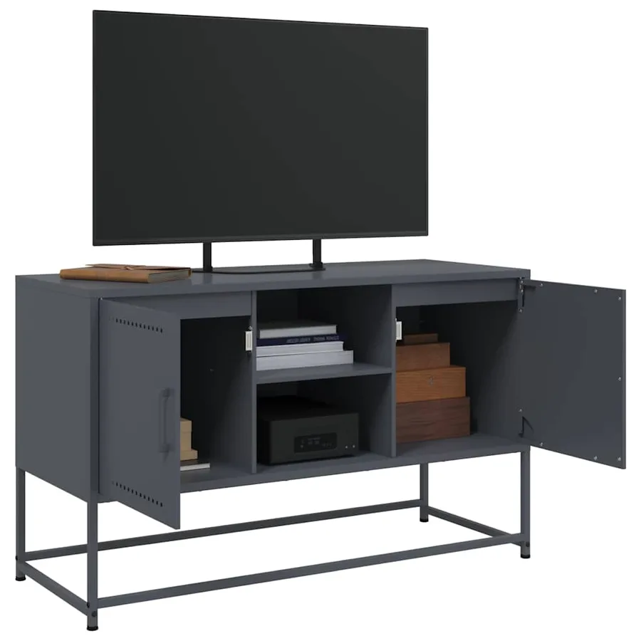 Meuble TV anthracite 100,5x39x60,5 cm acier - 5