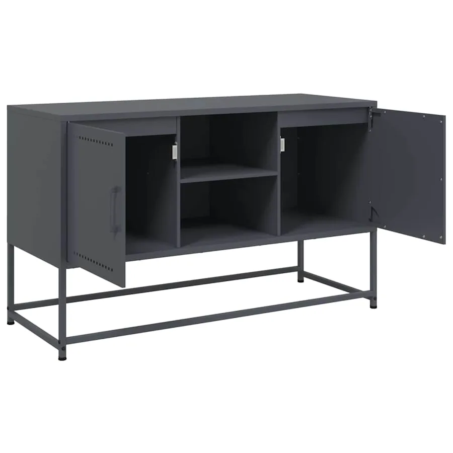 Meuble TV anthracite 100,5x39x60,5 cm acier - 9