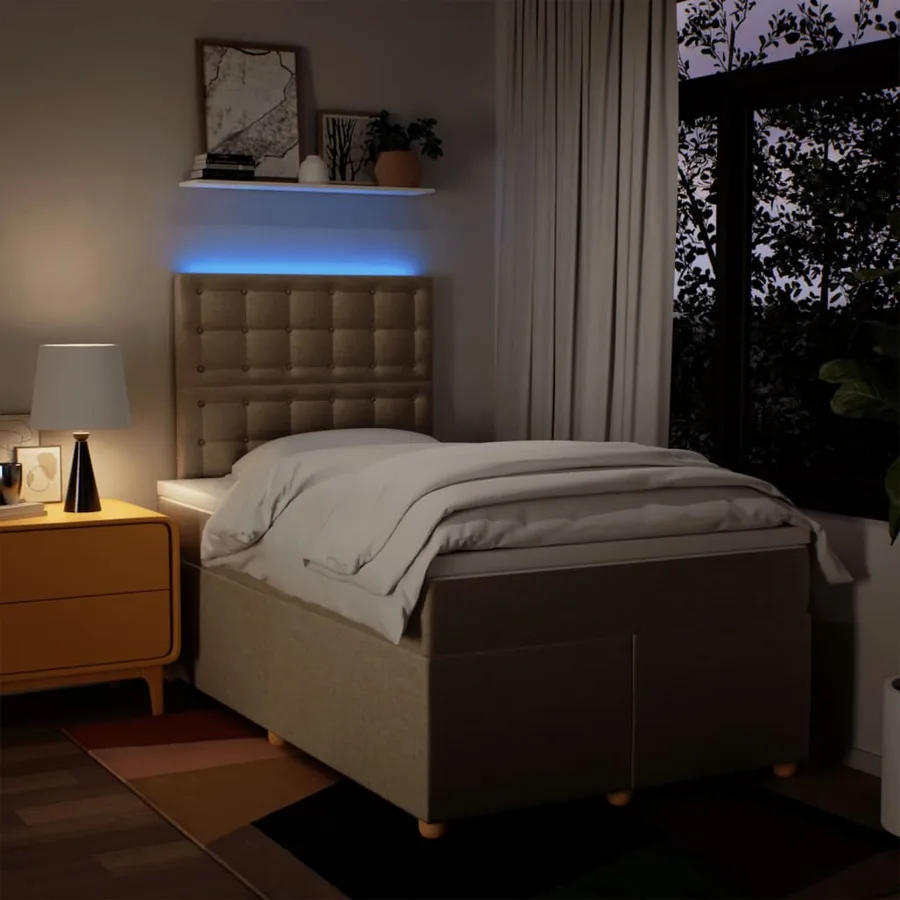 Sommier à lattes de lit avec matelas Crème 120x200 cm Tissu - 4