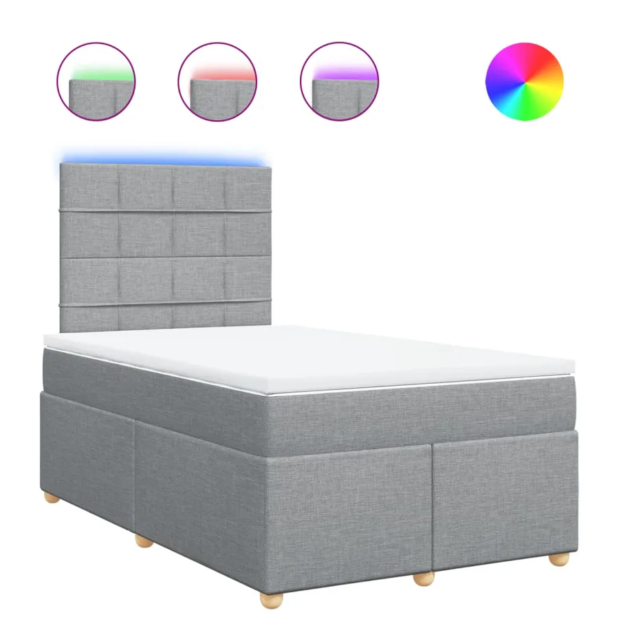 Sommier à lattes de lit avec matelas Gris clair 120x200cm Tissu - 2