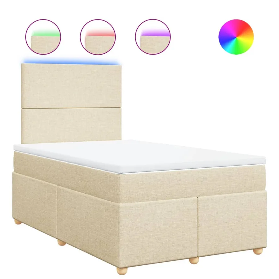 Sommier à lattes de lit avec matelas Crème 120x200 cm Tissu - 2