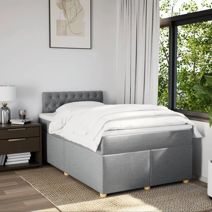 Sommier à lattes de lit avec matelas Gris clair 120x200cm Tissu - 3