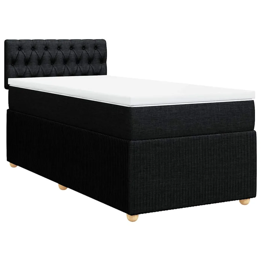 Sommier à lattes de lit avec matelas Noir 90x190 cm Tissu - 2
