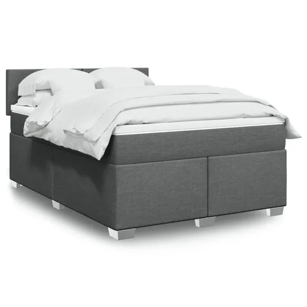 Sommier à lattes de lit avec matelas Gris foncé 140x190cm Tissu