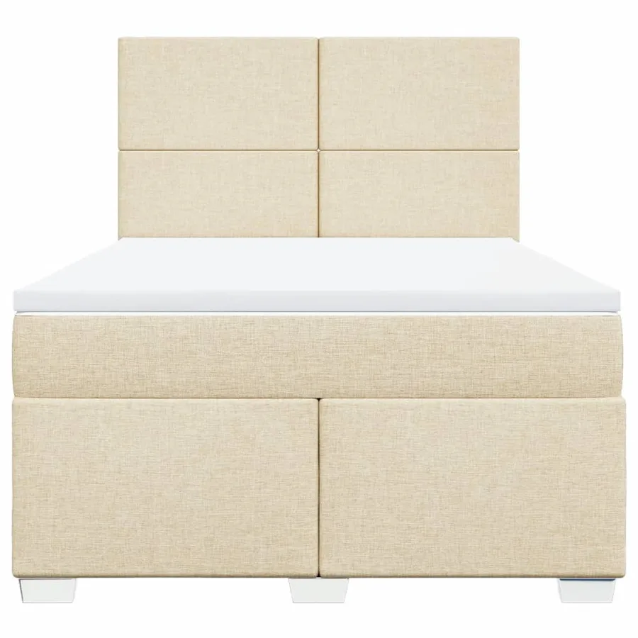 Sommier à lattes de lit avec matelas Crème 140x190 cm Tissu - 4