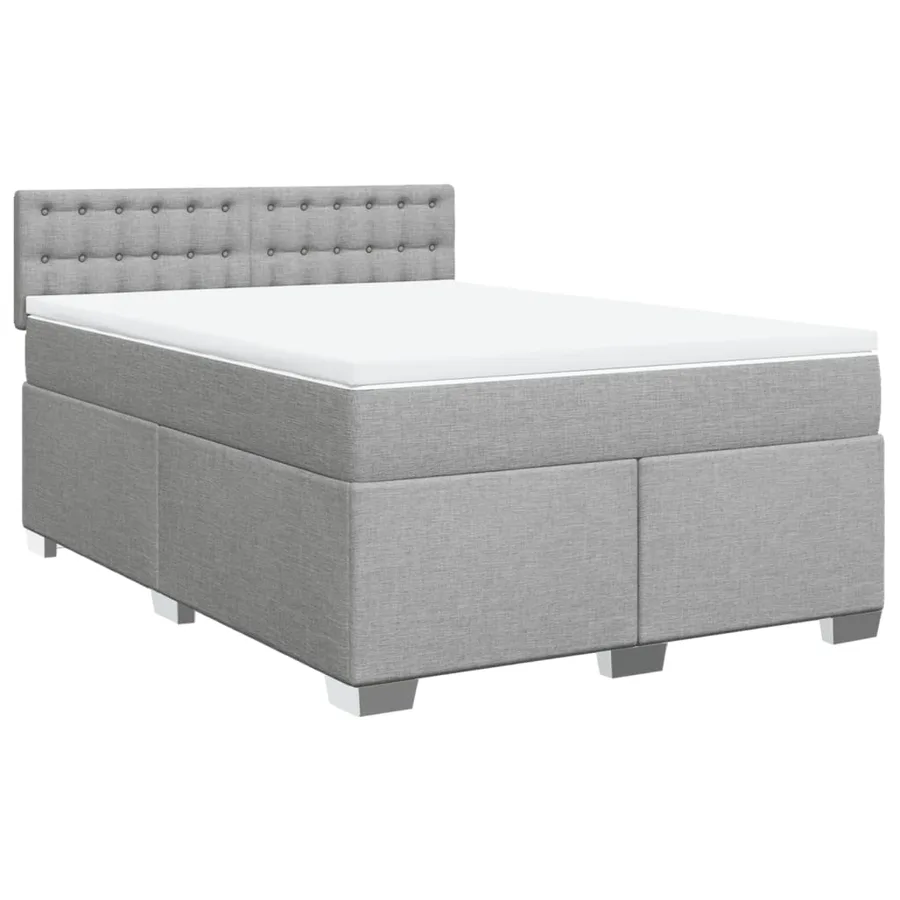 Sommier à lattes de lit avec matelas Gris clair 140x190cm Tissu - 3