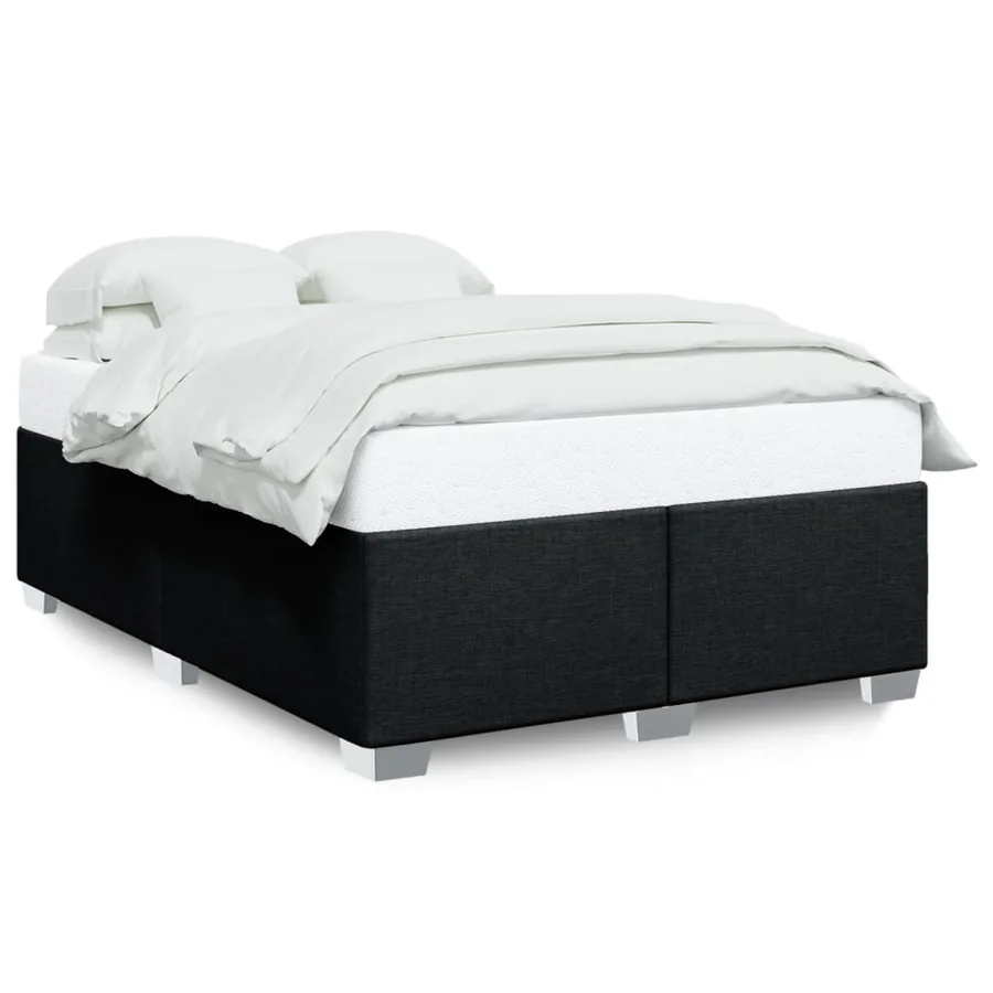 Cadre de lit sans matelas noir 140x190 cm tissu - 2