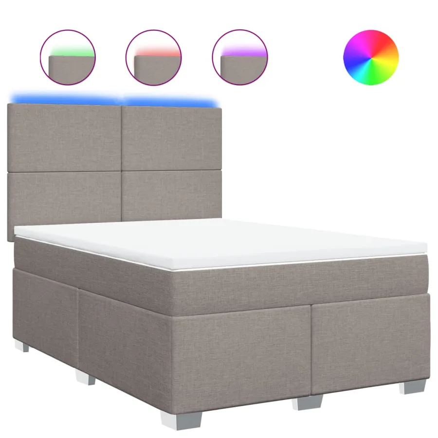 Sommier à lattes de lit avec matelas Taupe 140x190 cm Tissu - 2