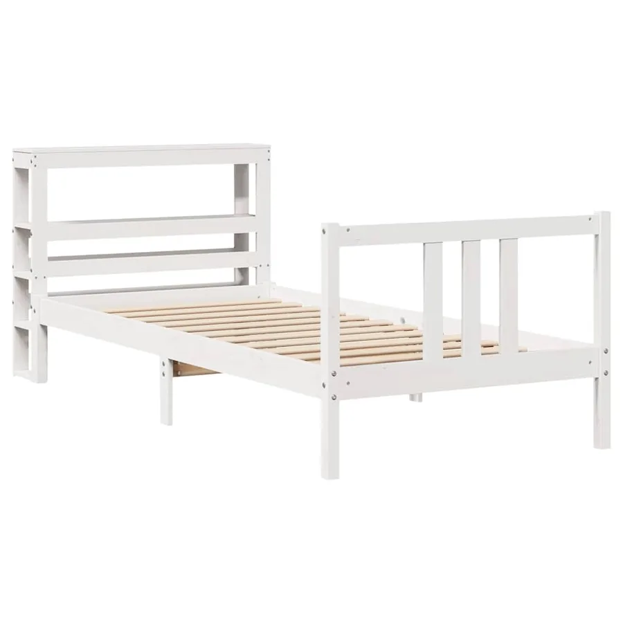 Cadre de lit avec tête de lit sans matelas blanc 90x200 cm - 3