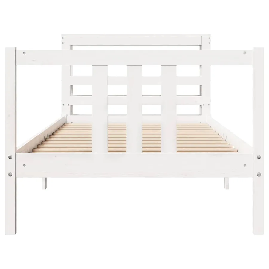Cadre de lit avec tête de lit sans matelas blanc 90x200 cm - 4