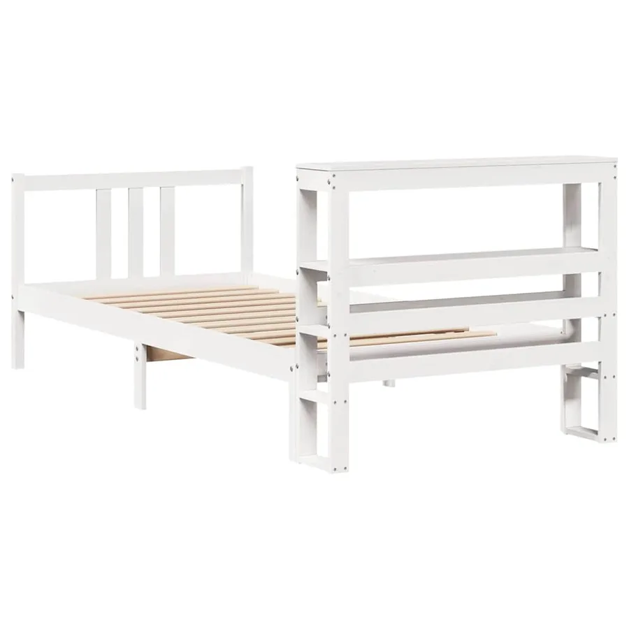 Cadre de lit avec tête de lit sans matelas blanc 90x200 cm - 6