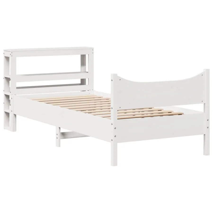 Cadre de lit avec tête de lit blanc 90x200cm bois de pin massif - 2