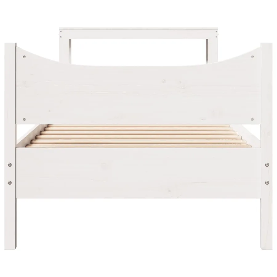 Cadre de lit avec tête de lit blanc 90x200cm bois de pin massif - 4