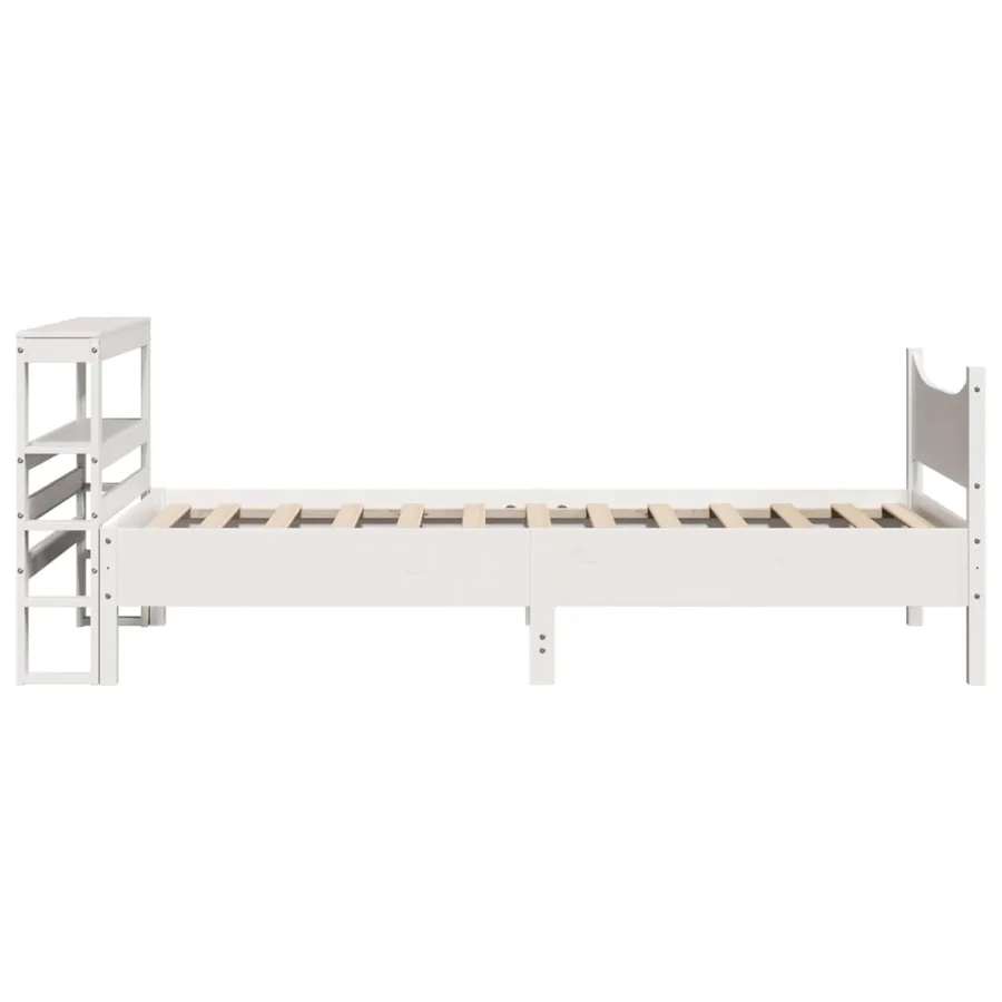 Cadre de lit avec tête de lit blanc 90x200cm bois de pin massif - 7