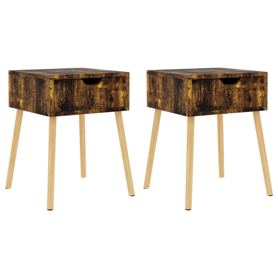 Tables de chevet 2 pcs Chêne fumé 40x40x56 cm Bois d'ingénierie - 2