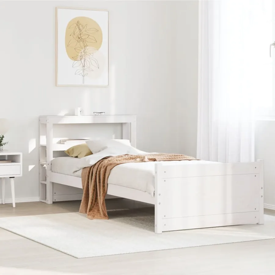 Cadre de lit avec tête de lit sans matelas blanc 90x190 cm