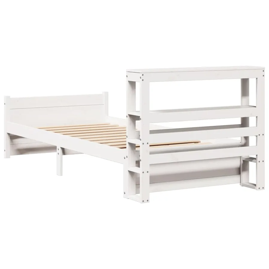 Cadre de lit avec tête de lit sans matelas blanc 90x190 cm - 8
