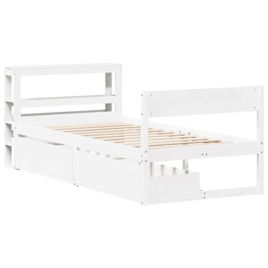 Cadre de lit sans matelas blanc 90x200 cm bois de pin massif - 3