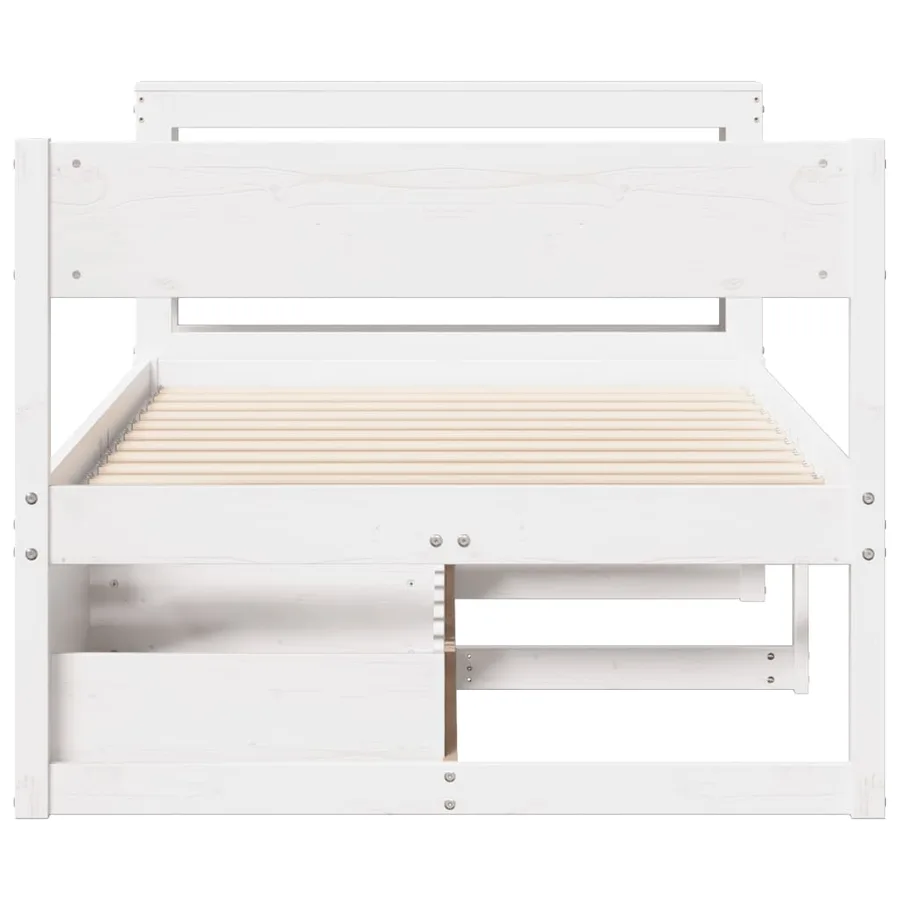 Cadre de lit sans matelas blanc 90x200 cm bois de pin massif - 4