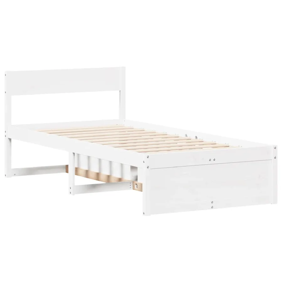 Cadre de lit sans matelas blanc 90x200 cm bois de pin massif - 5