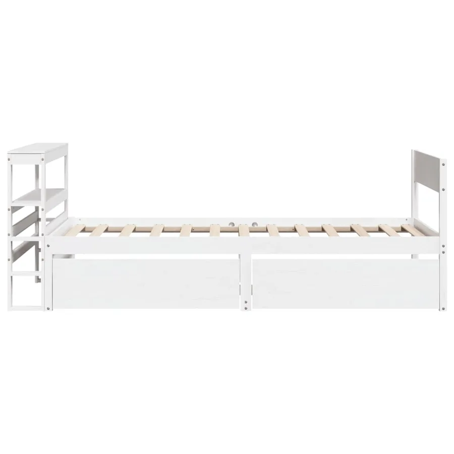 Cadre de lit sans matelas blanc 90x200 cm bois de pin massif - 7
