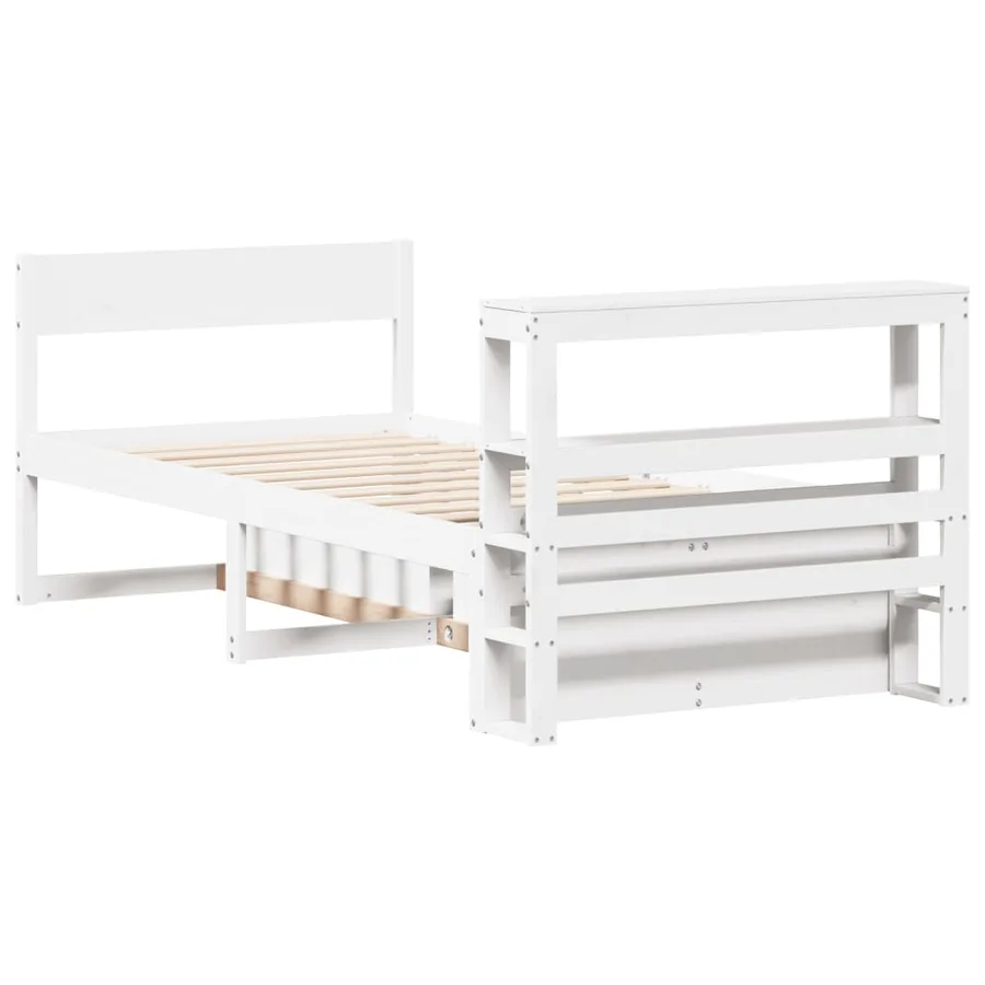 Cadre de lit sans matelas blanc 90x200 cm bois de pin massif - 8