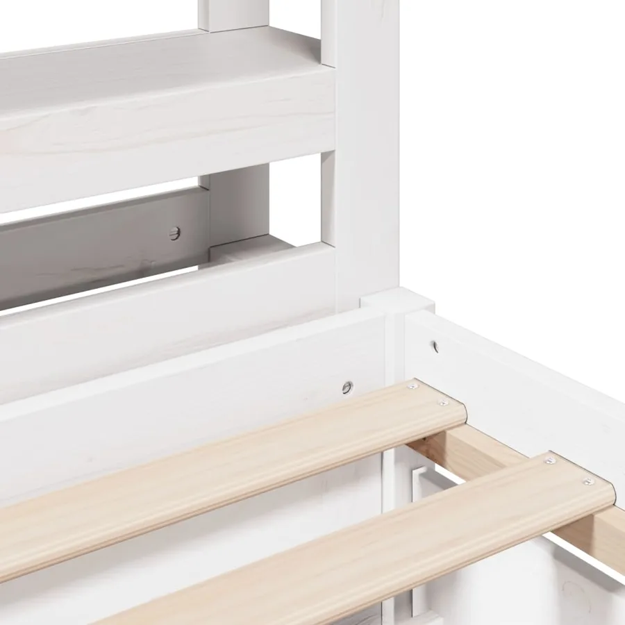 Cadre de lit sans matelas blanc 90x200 cm bois de pin massif - 9