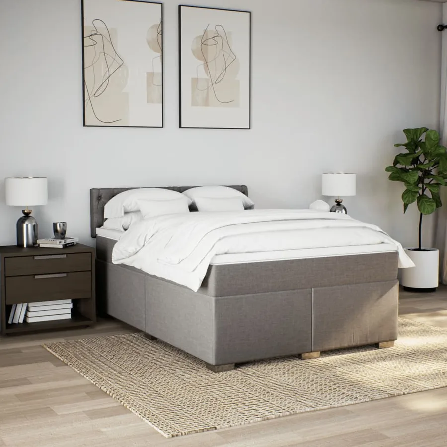 Sommier à lattes de lit avec matelas Taupe 140x190 cm Tissu - 3