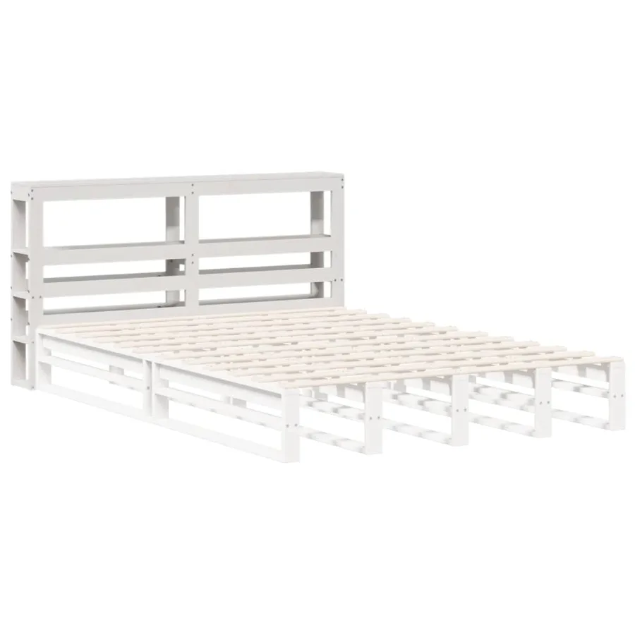 Tête de lit avec étagères blanc 120 cm bois massif de pin - 4