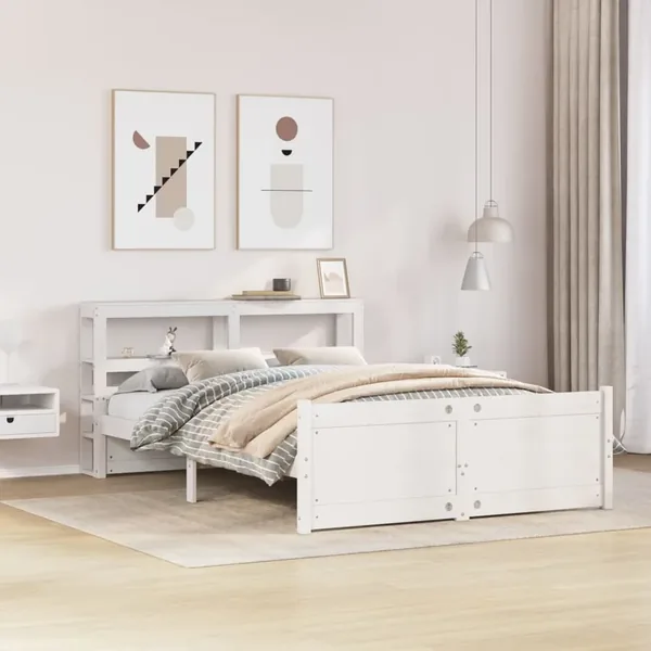 Cadre de lit avec tête de lit sans matelas blanc 120x200 cm