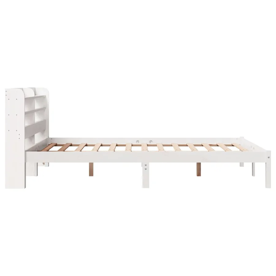 Cadre de lit sans matelas blanc 150x200 cm bois de pin massif - 5