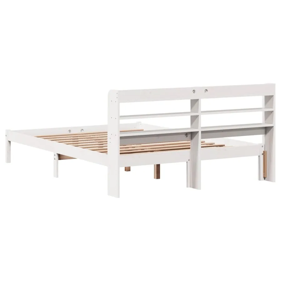 Cadre de lit sans matelas blanc 150x200 cm bois de pin massif - 6