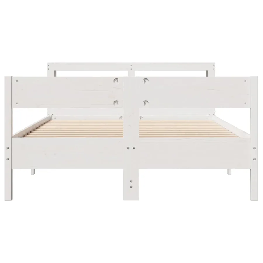 Cadre de lit sans matelas blanc 120x200 cm bois de pin massif - 4