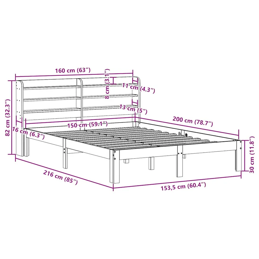 Cadre de lit avec tête de lit sans matelas blanc 150x200 cm - 11
