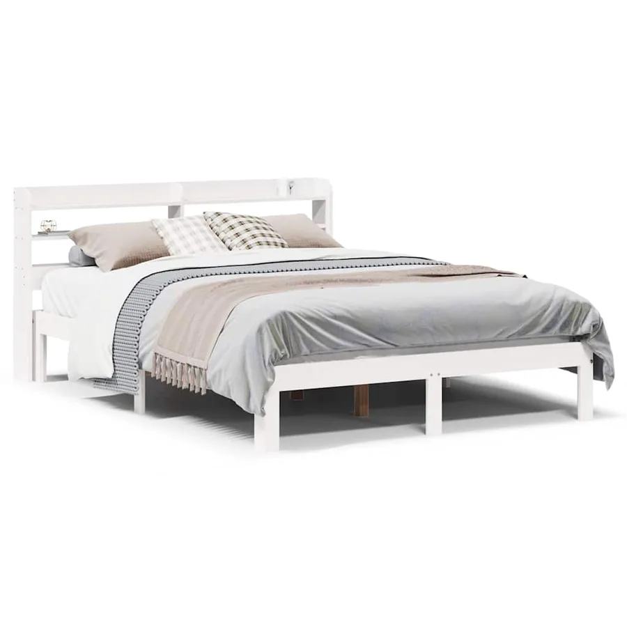 Cadre de lit avec tête de lit sans matelas blanc 150x200 cm - 2