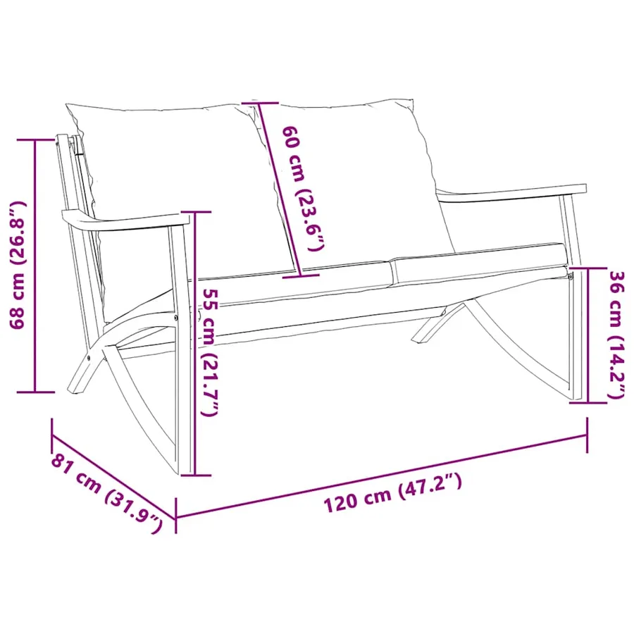 Banc de jardin avec coussins 120 cm noir acier - 3
