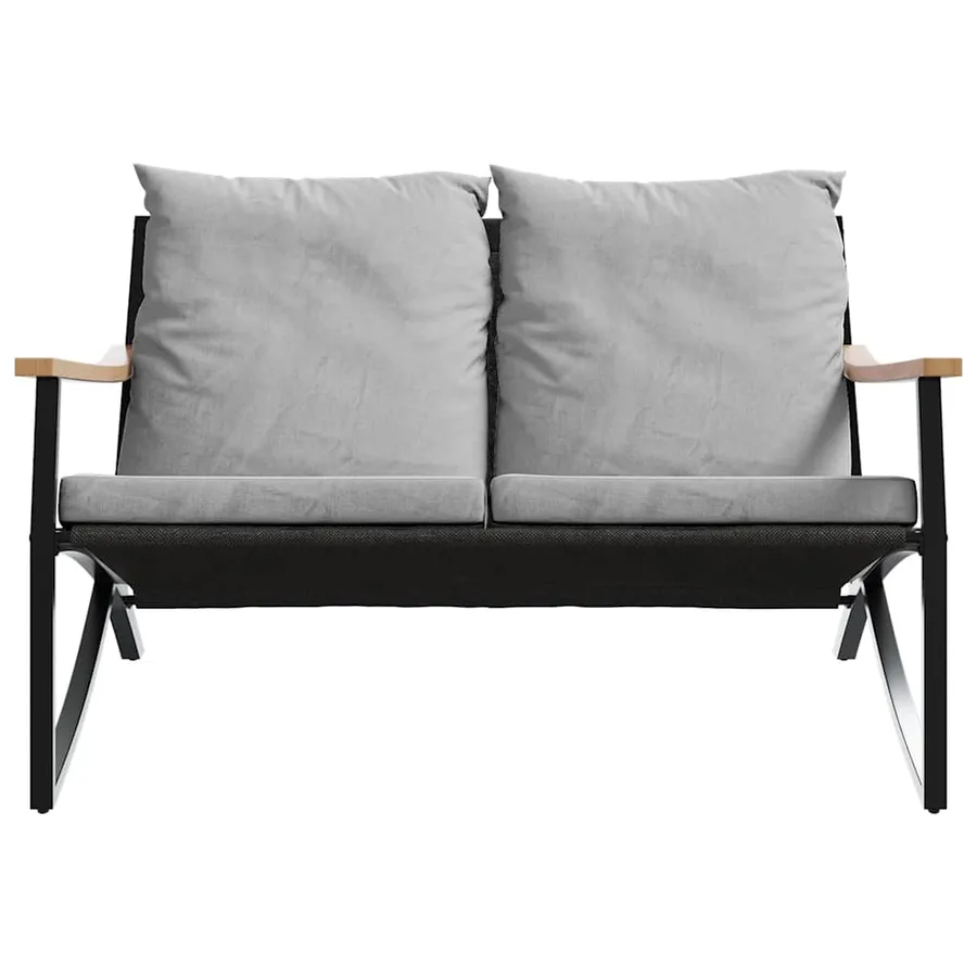 Banc de jardin avec coussins 120 cm noir acier - 5