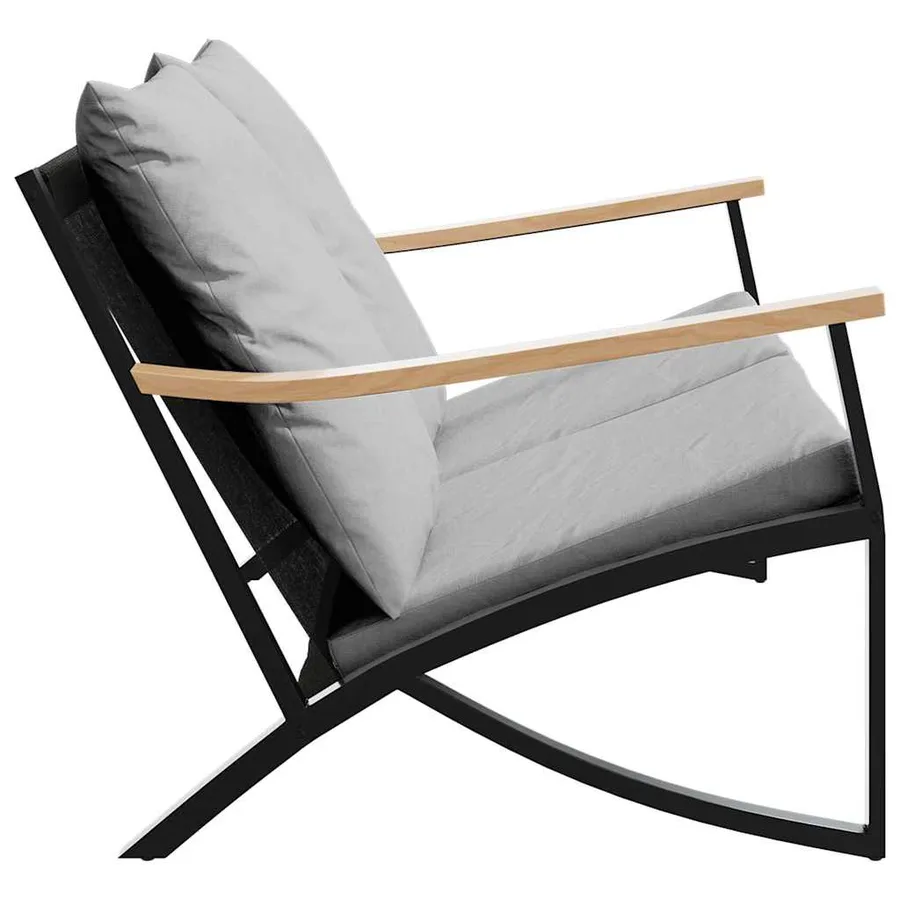 Banc de jardin avec coussins 120 cm noir acier - 6