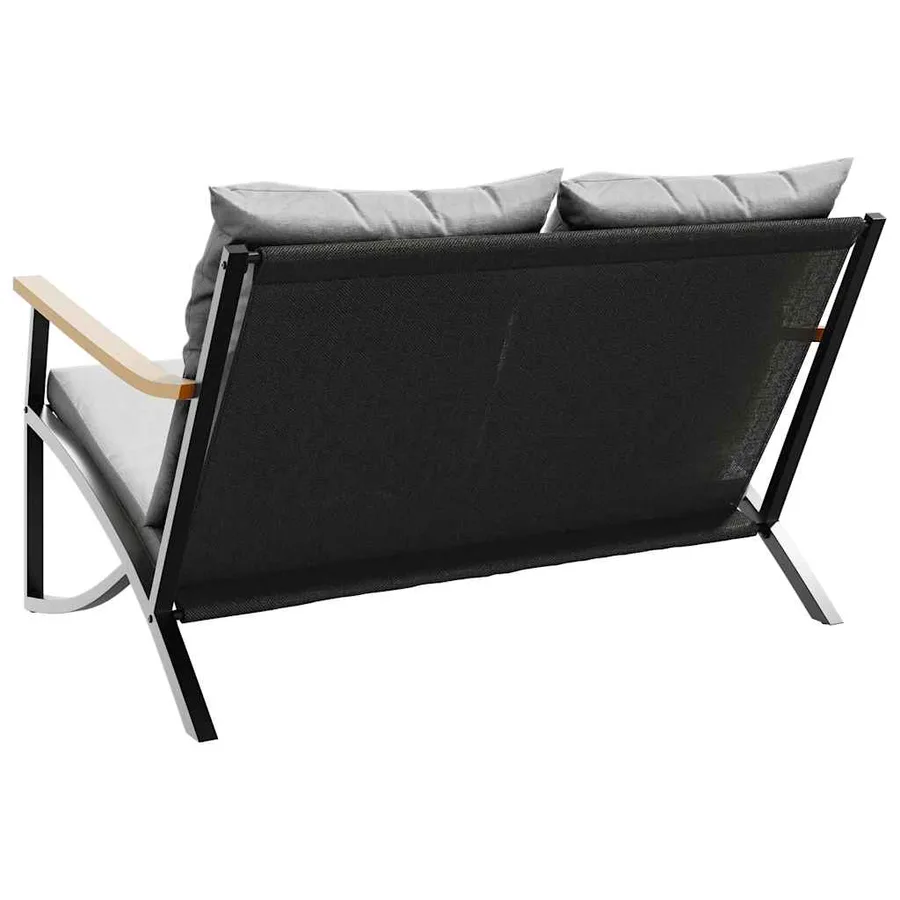 Banc de jardin avec coussins 120 cm noir acier - 7