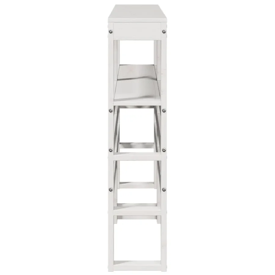 Tête de lit avec étagères blanc 140 cm bois massif de pin - 5