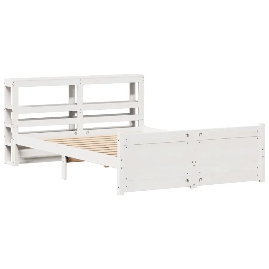 Cadre de lit avec tête de lit sans matelas blanc 140x200 cm - 3
