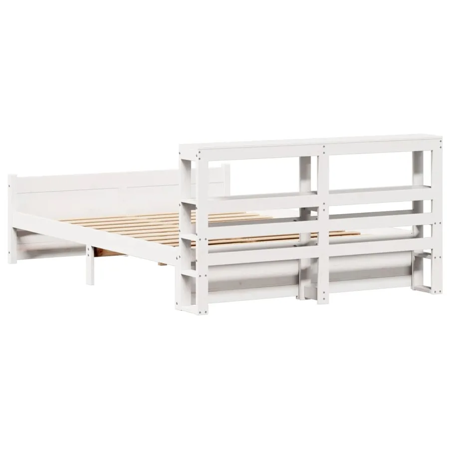 Cadre de lit avec tête de lit sans matelas blanc 140x200 cm - 8