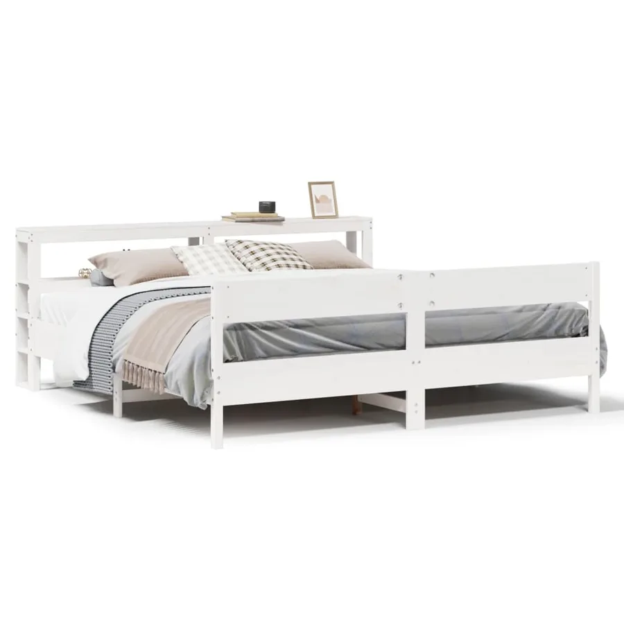 Cadre de lit sans matelas blanc 180x200 cm bois massif de pin - 2