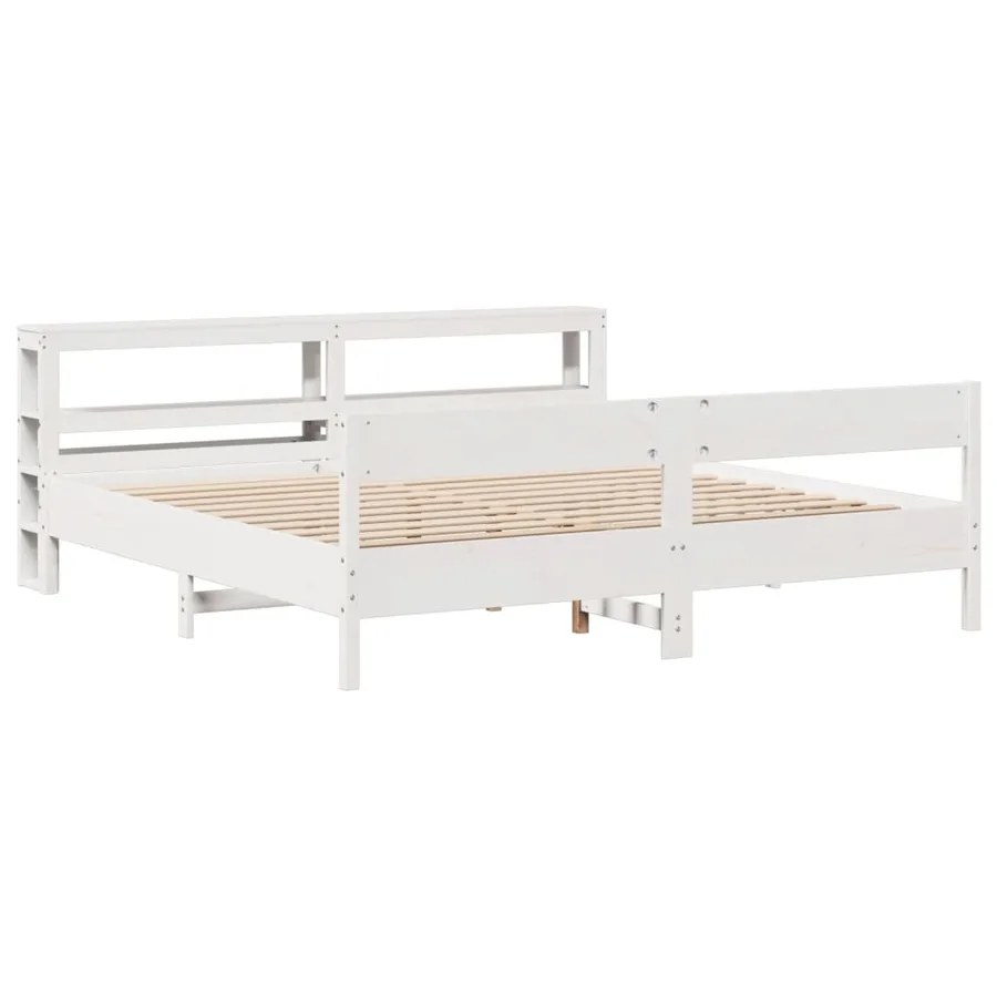 Cadre de lit sans matelas blanc 180x200 cm bois massif de pin - 3