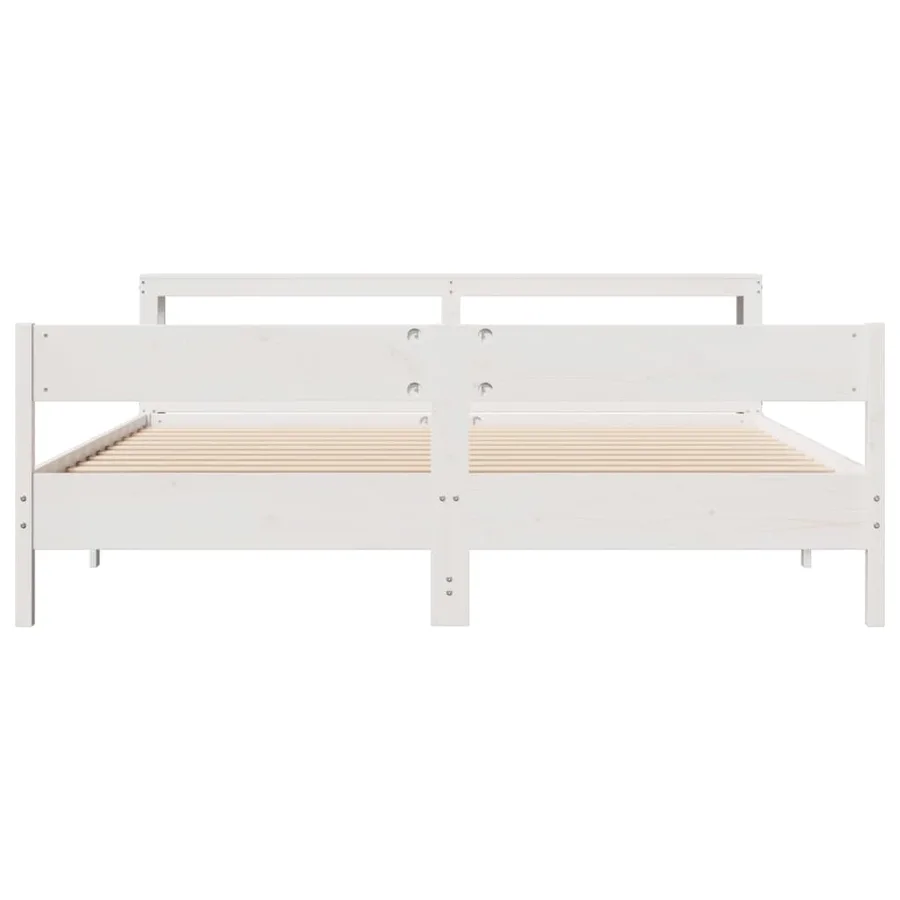 Cadre de lit sans matelas blanc 180x200 cm bois massif de pin - 4