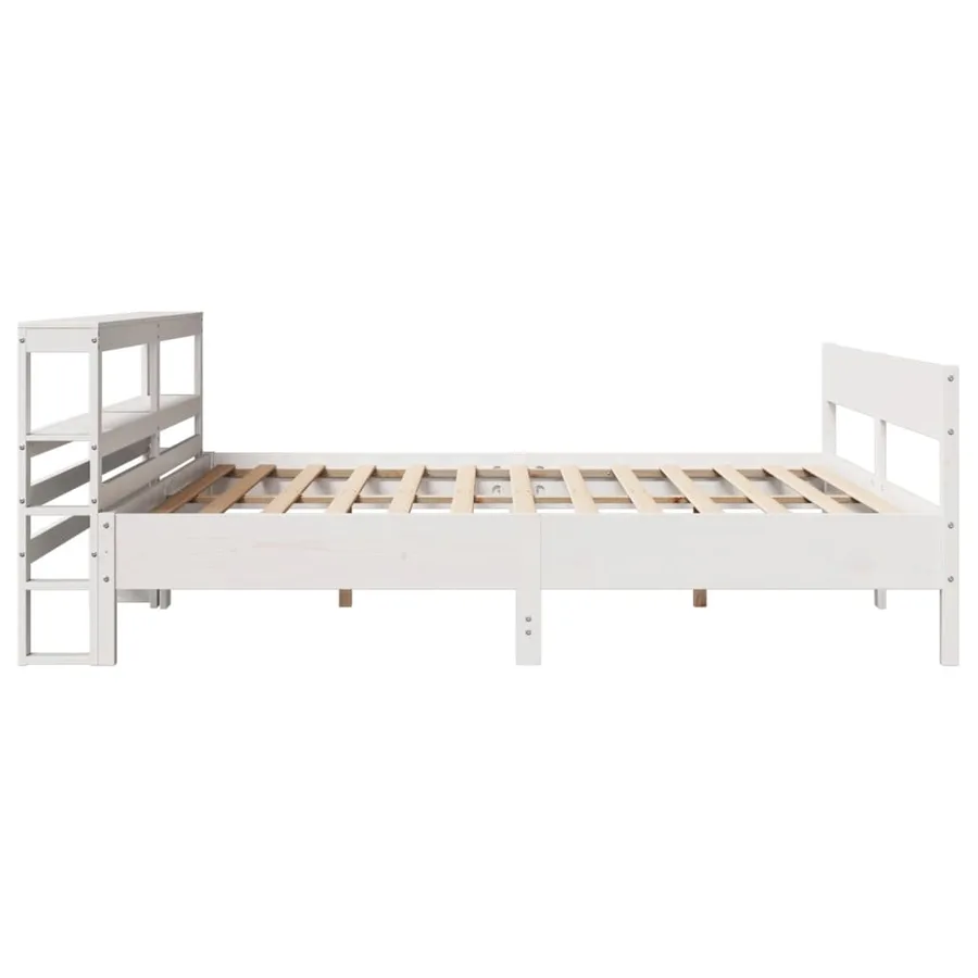 Cadre de lit sans matelas blanc 180x200 cm bois massif de pin - 5