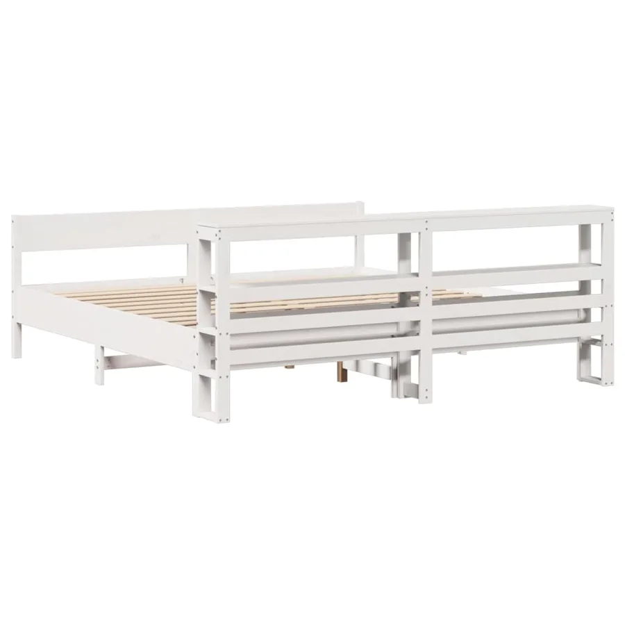 Cadre de lit sans matelas blanc 180x200 cm bois massif de pin - 6