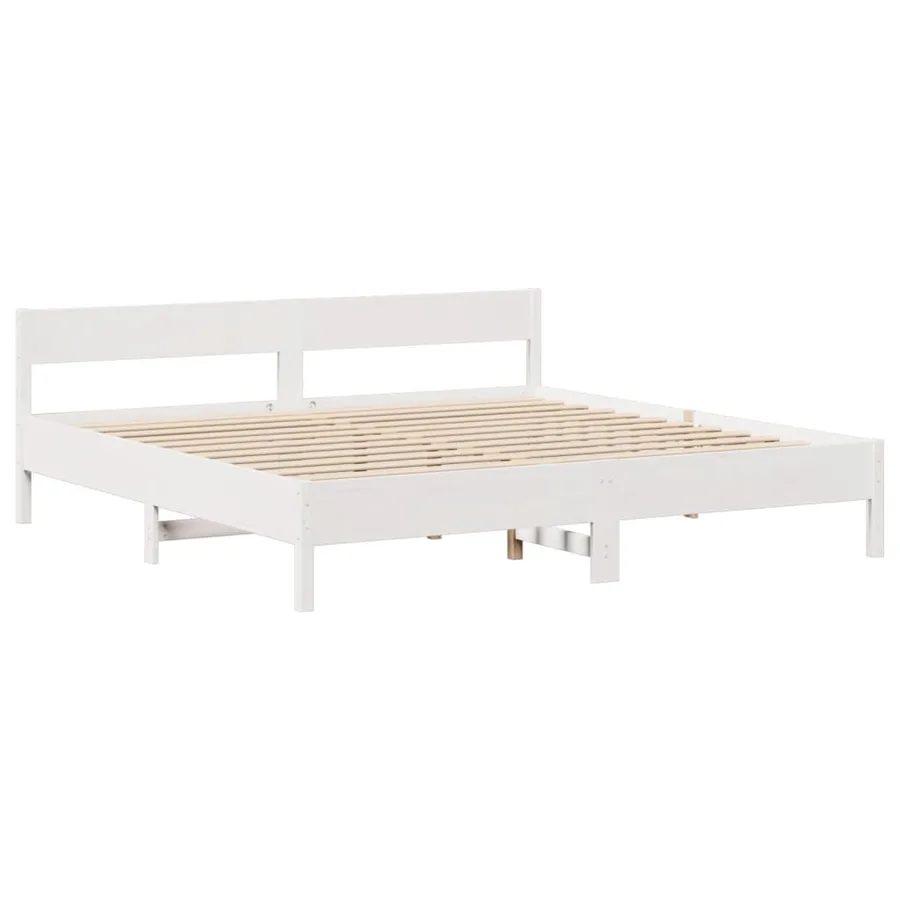 Cadre de lit sans matelas blanc 180x200 cm bois massif de pin - 7