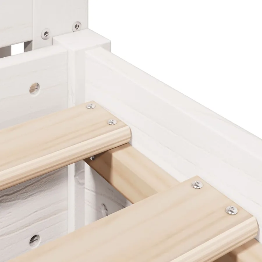 Cadre de lit sans matelas blanc 180x200 cm bois massif de pin - 9
