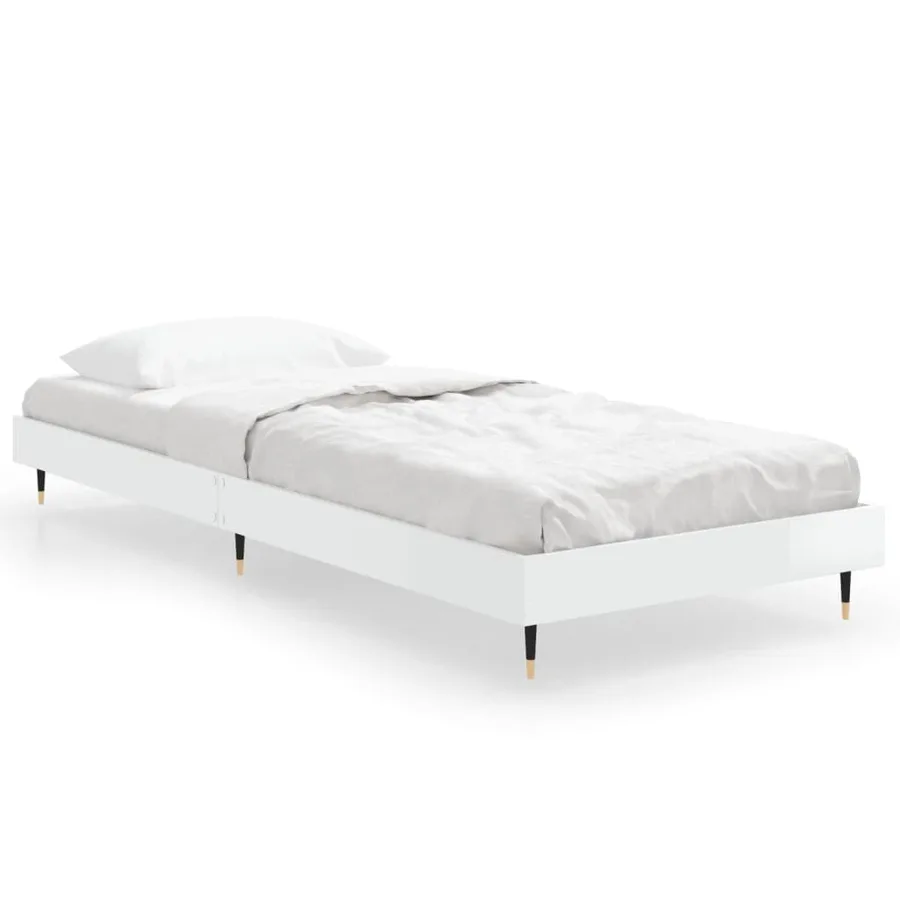 Cadre de lit sans matelas blanc brillant 75x190 cm - 2